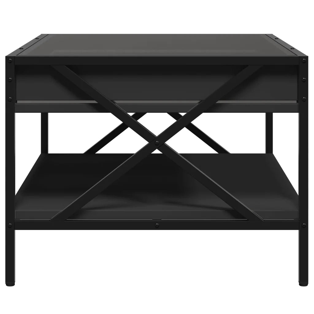 vidaXL Tavolino da Salotto con LED Infinity Nero 70x50x38 cm