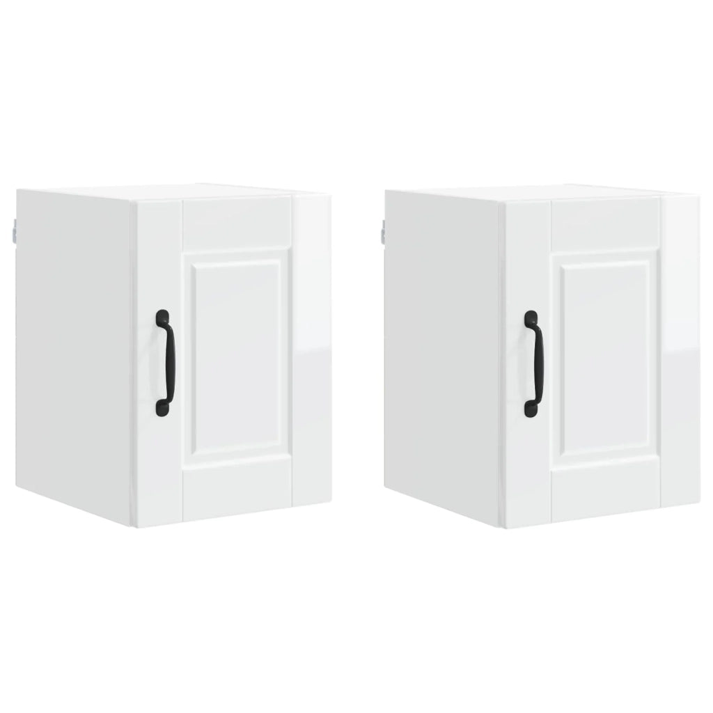 Set di 2 pensili da cucina moderni con ripiani 30 x 31 x 40 cm in legno composito bianco lucido 02_0054210