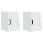 Set di 2 pensili da cucina moderni con ripiani 30 x 31 x 40 cm in legno composito bianco lucido 02_0054210