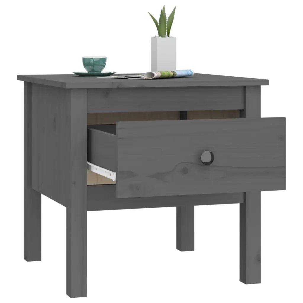 Tavolini 2 pz Grigi 50x50x49 cm Legno Massello di Pino 813799