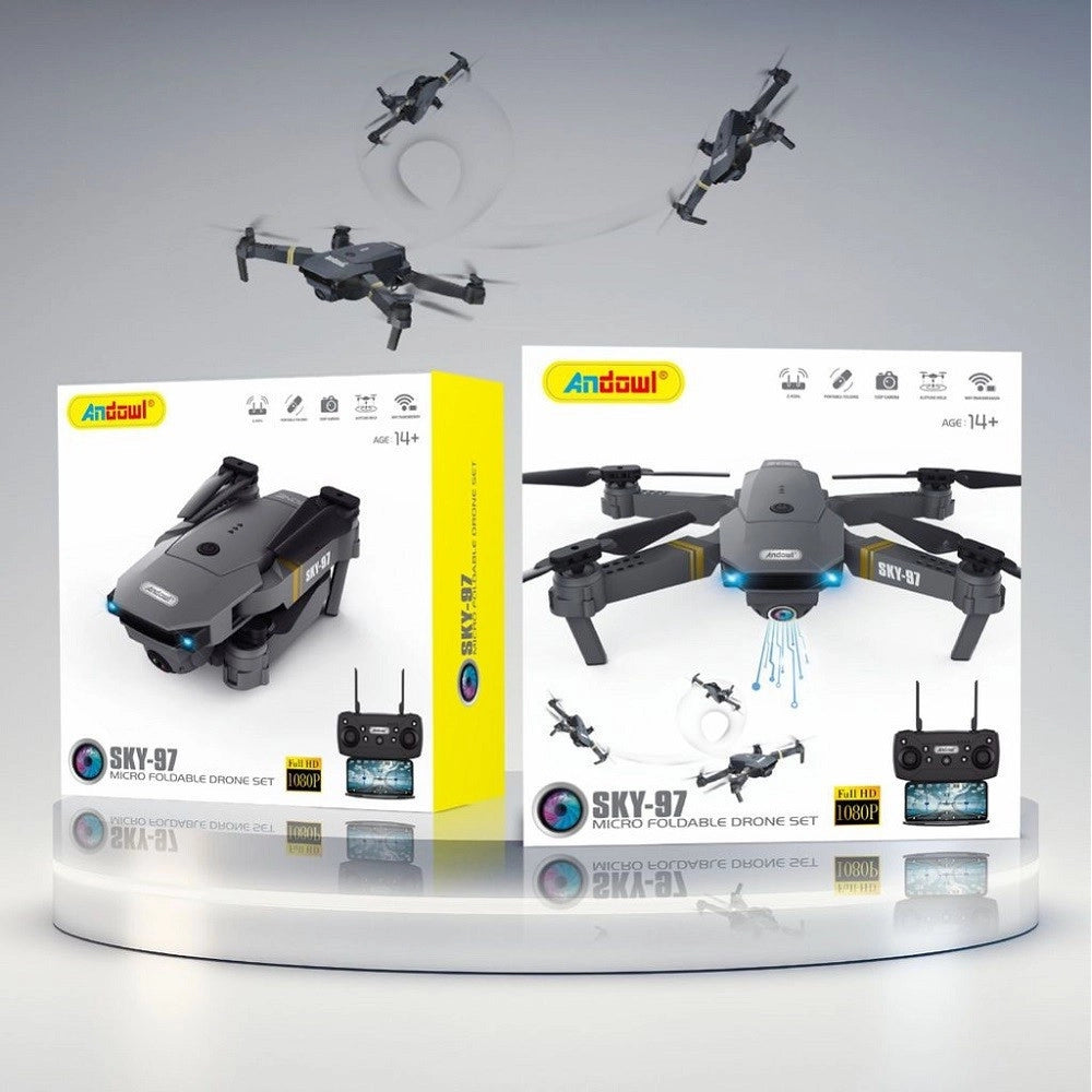 Trade Shop - Mini Drone Pieghevole Con Telecomando Fotocamera Video 1080p 720p Full Hd Sky-97 -