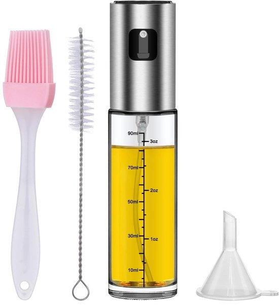 Sfregiatore di olio 100ML Fiala trasparente impermeabile con imbuto per spazzola per pasta e spazzola per tubi per cucina all'aperto e grilling