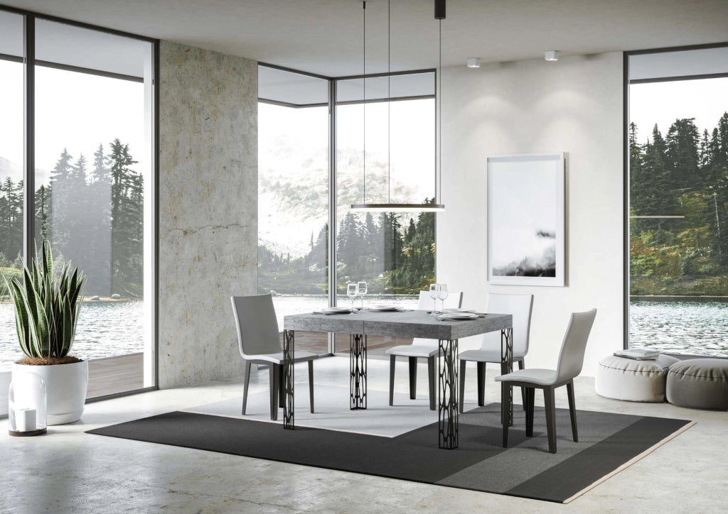 Tavolo Allungabile 140-244x90x77 cm Ghibli Cemento Telaio Antracite