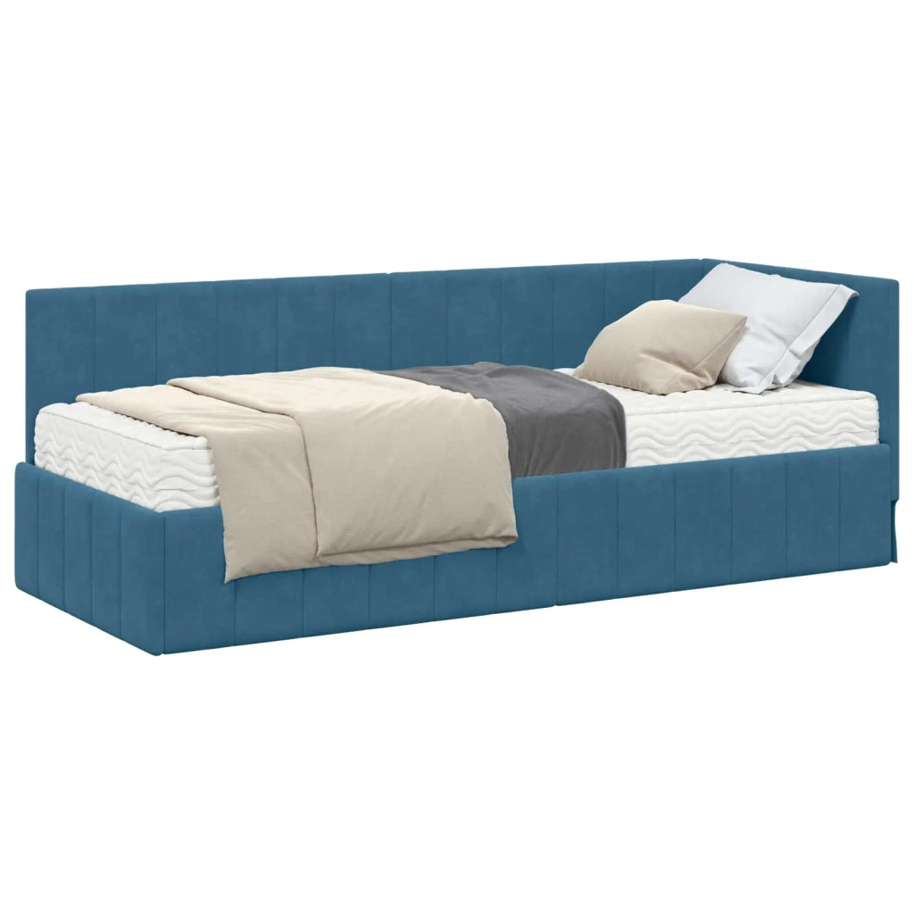 Struttura Letto Angolare con Materasso 2 pcs Blu Velluto