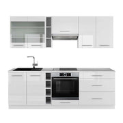 Cucina componibile Fame-Line Bianco lucido/Bianco 235 cm, PL Marmo Vicco
