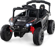 12V Macchina Elettrcia per Bambini, UTV Auto Elettrica con Telecomando, 3 Velocità, Luci LED, Musica, Clacson e Sospensioni a Molla, 3-5 km/h, Ideale per Bambini 3 Anni+ (Nero)