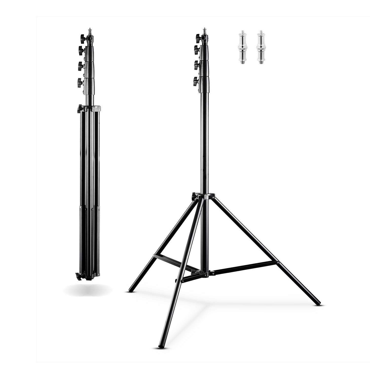AIR 380 Deluxe Set 2 stativi per luci, altezza max 380 cm, cavalletto fotografico per flash con capacità di carico di 15 kg, treppiede per studi fotografici e outdoor