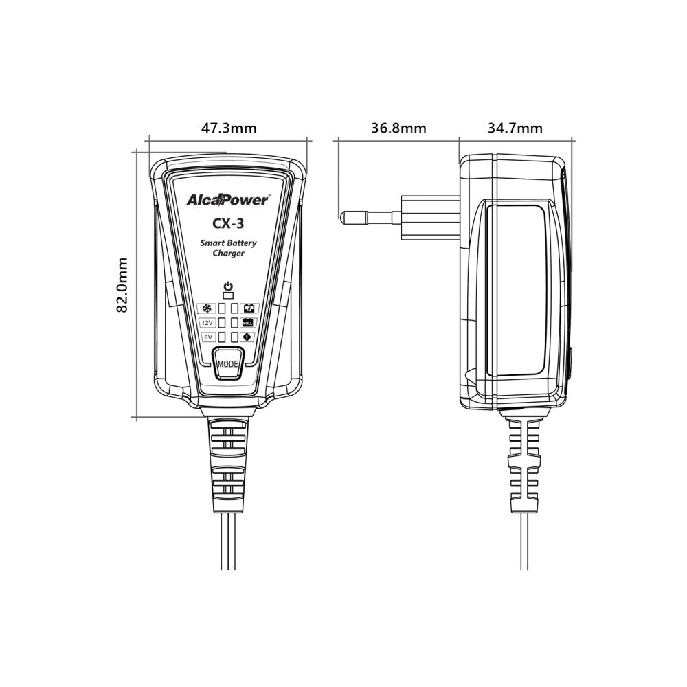 Caricabatterie e Mantenitore Intelligente 6V/12V 1A - Funzione Rigenerazione e Desolfatazione - Per Auto, Moto e Veicoli d'Epoca