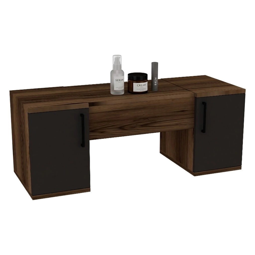 Mobile da Trucco Ruviano, Toeletta Specchio Incluso, 100x36x74h cm Marrone Noce