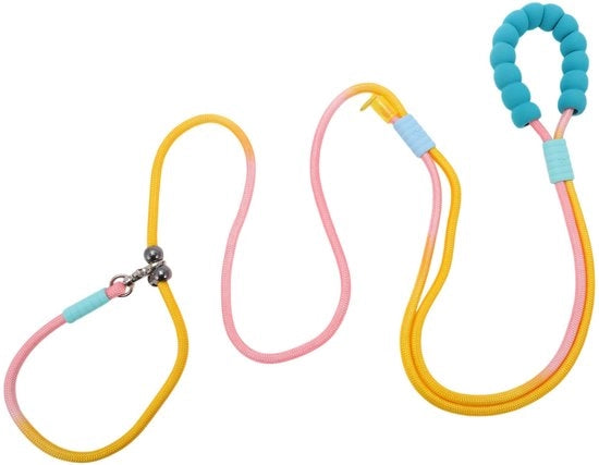 Cintura per Cani 2,5 Metri - Cinturino Adattabile con Lacci a Cappuccio - Manico in Schiuma - Corda di Acciaio Resistente - Rotazione di 360 Gradi - Cinturino in Nylon Durevole