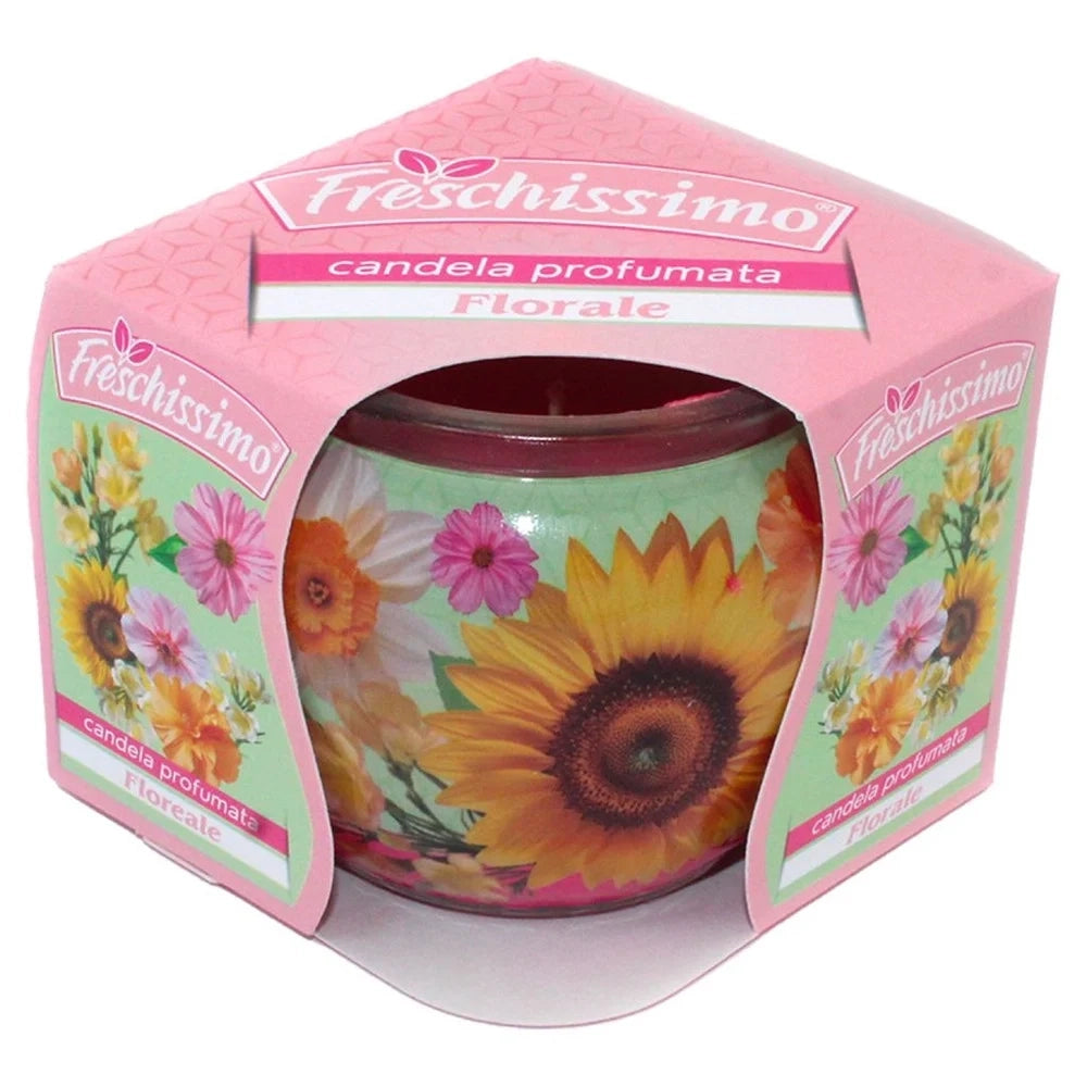 Trade Shop - Set 2pz Candela Profumata Al Florale In Vasetto Vetro Decorato Per Ambienti 85gr 473854 -