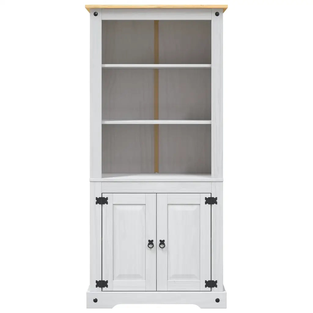 Credenza-Buffet-Armadio da cucina in Legno di Pino Messicano Corona Bianco 80x40x170 cm