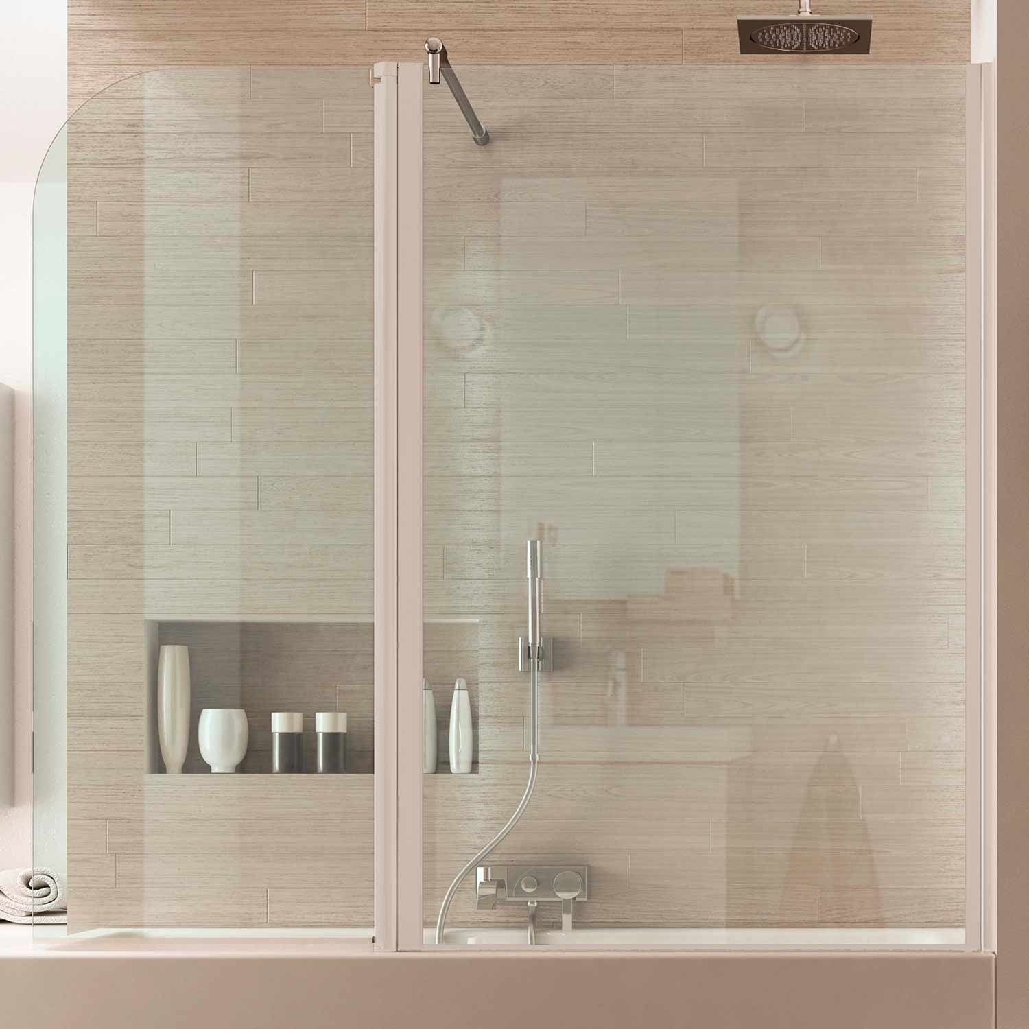 Sopravasca 145 CM Vetro a battente mod. Tirreno versione Destra profilo Bianco