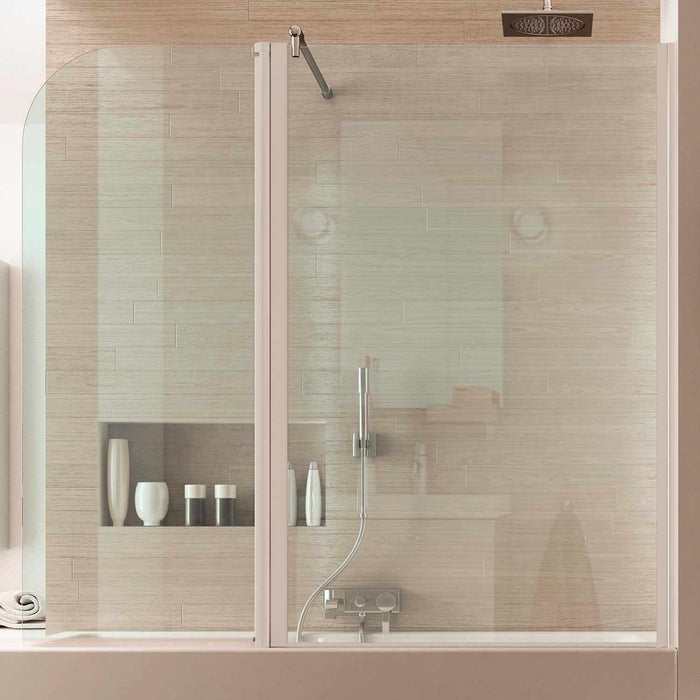 Sopravasca 145 CM Vetro a battente mod. Tirreno versione Destra profilo Bianco