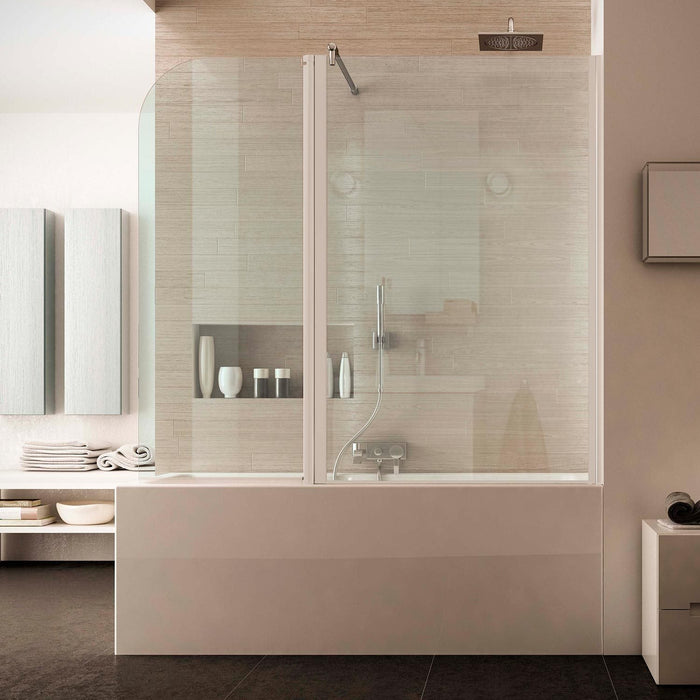 Sopravasca 165 CM Vetro a battente mod. Tirreno versione Destra profilo Bianco