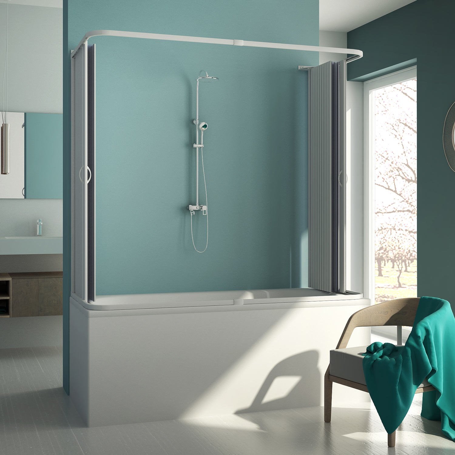 Box Doccia 3 lati sopravasca 70x150x70 CM H150 PVC mod. Muse