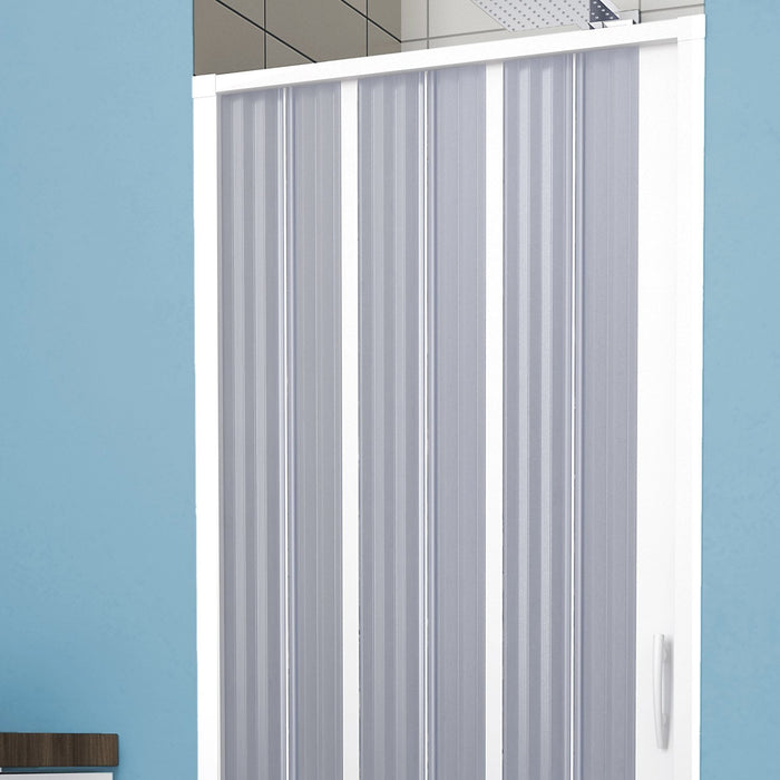 Porta Doccia in PVC 140CM H185 a soffietto con Apertura Laterale colore Bianco mod. Flex
