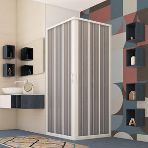 Box Doccia in PVC 75x90CM H185 a soffietto con Apertura Centrale colore Bianco mod. Flex