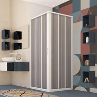 Box Doccia in PVC 80x100CM H185 a soffietto con Apertura Centrale colore Bianco mod. Flex