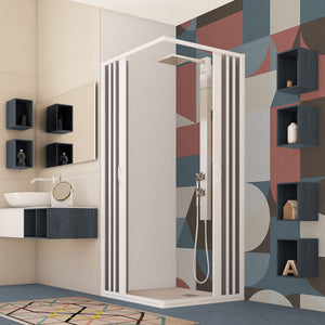 Box Doccia in PVC 80x120CM H185 a soffietto con Apertura Centrale colore Bianco mod. Flex