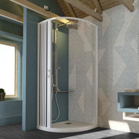 Box Doccia in PVC 100x100CM H185 a soffietto Semicircolare con Apertura Laterale colore Bianco mod. Flex