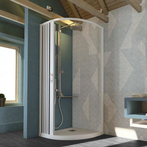 Box Doccia in PVC 100x100CM H185 a soffietto Semicircolare con Apertura Laterale colore Bianco mod. Flex