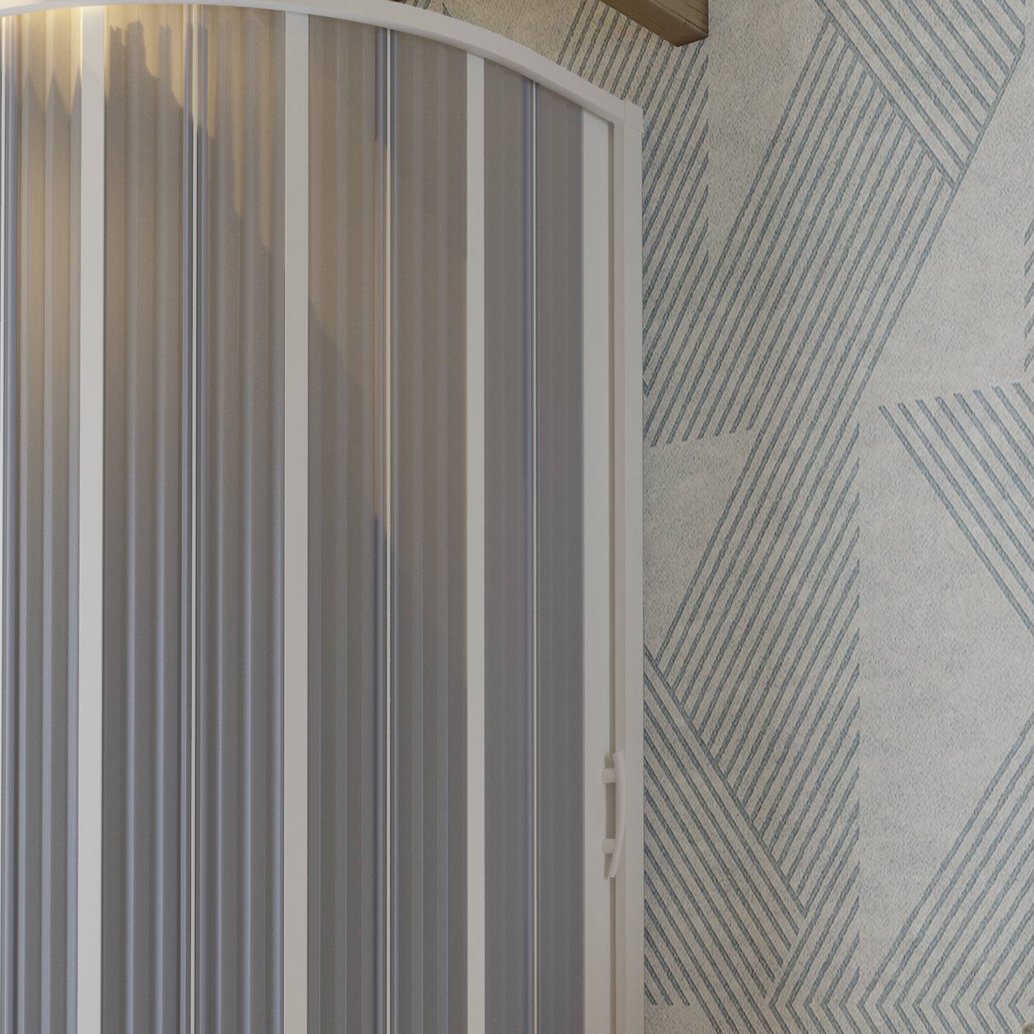 Box Doccia in PVC 100x100CM H185 a soffietto Semicircolare con Apertura Laterale colore Bianco mod. Flex