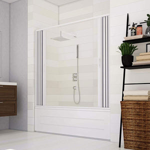 Porta Doccia Sopravasca 170 cm in PVC a soffietto con Apertura Centrale H 150 cm colore Bianco mod. Flex