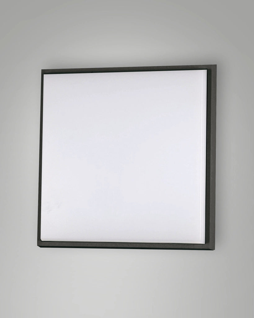 Desdy Plafoniera LED Quadrata 23W 2700lm 3000K IP54 Struttura in Alluminio e Policarbonato Nero Design Moderno Esterno Interno Codice 3314-61-101