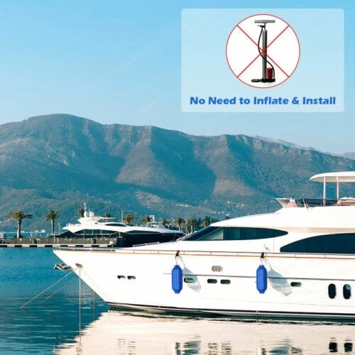Set da 4 Parabordi Nautici per Barca in Vinile Marino Blu 8.5" x 27" Robusti e Resistenti per Ormeggio