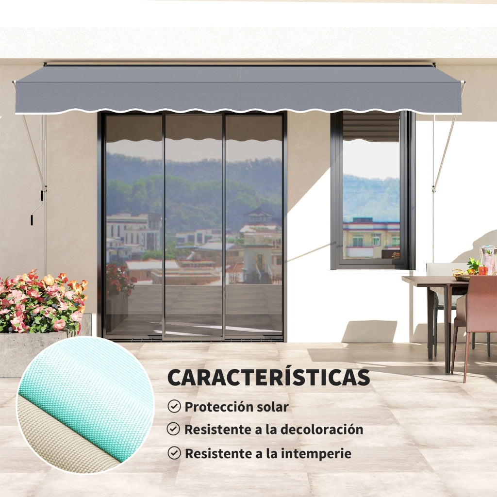Toldo Retrattile Manuale 4x1.2 m ¨C zephmum ¨C Grigio Scuro 170-280 cm