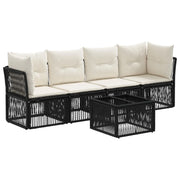 Set Divano da Giardino 5 pcs Nero polyrattan