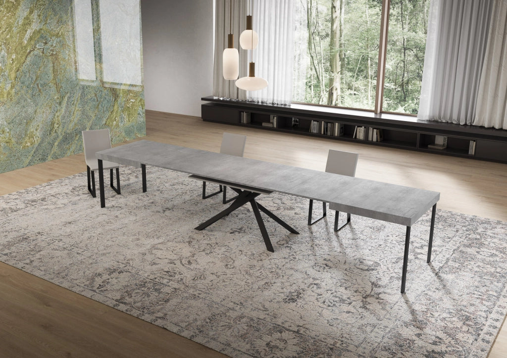 Tavolo allungabile 160/420x90 cm Niket cemento gambe antracite