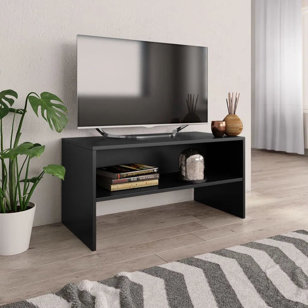 Mobile Porta TV Nero 80x40x40 cm in Legno Multistrato 800055