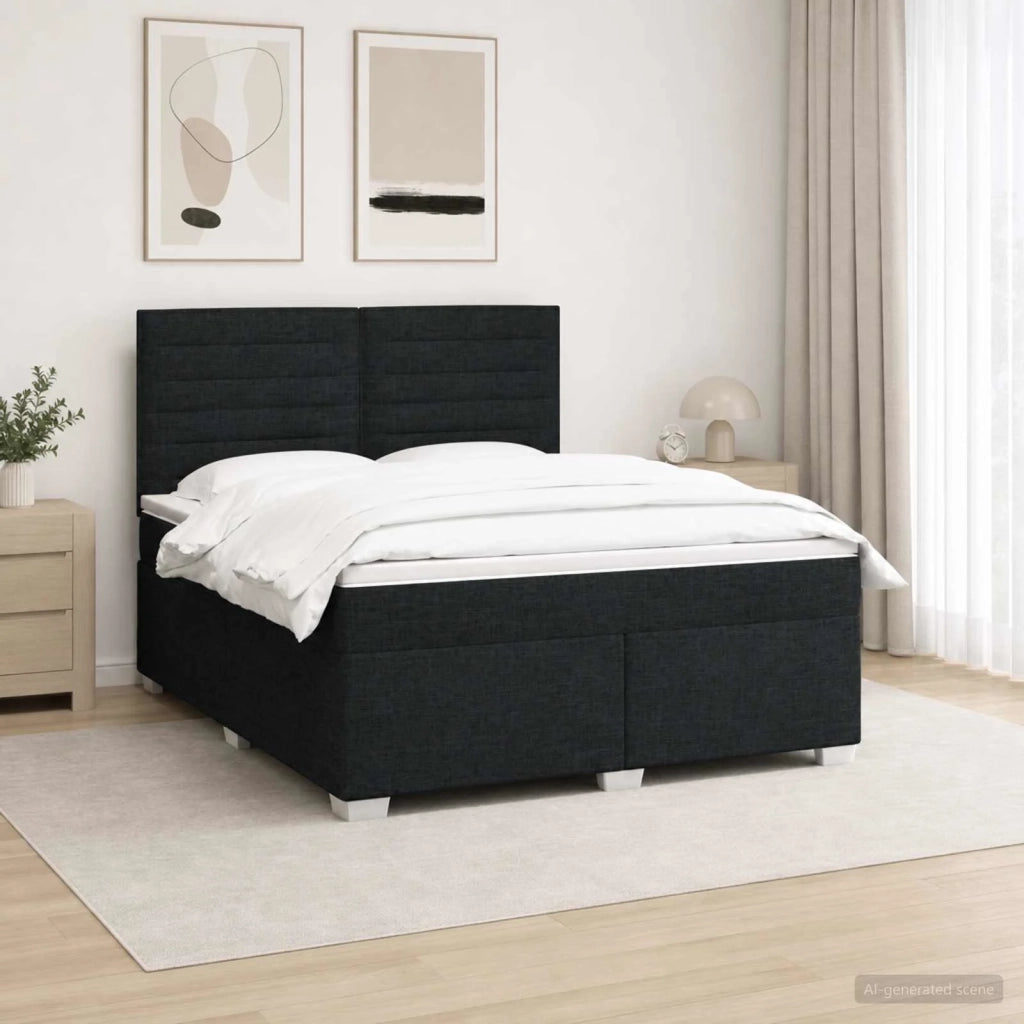 Letto box spring con materasso Nero 160 x 200 cm Tessuto 3454903