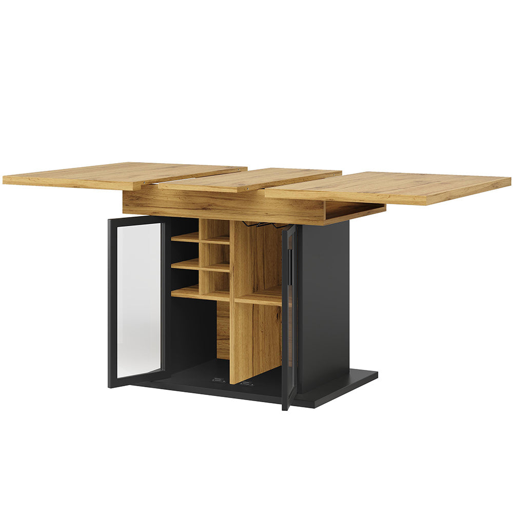 Tavolo estensibile - Xylo - 110-140x80cm con porta bottiglie vetro