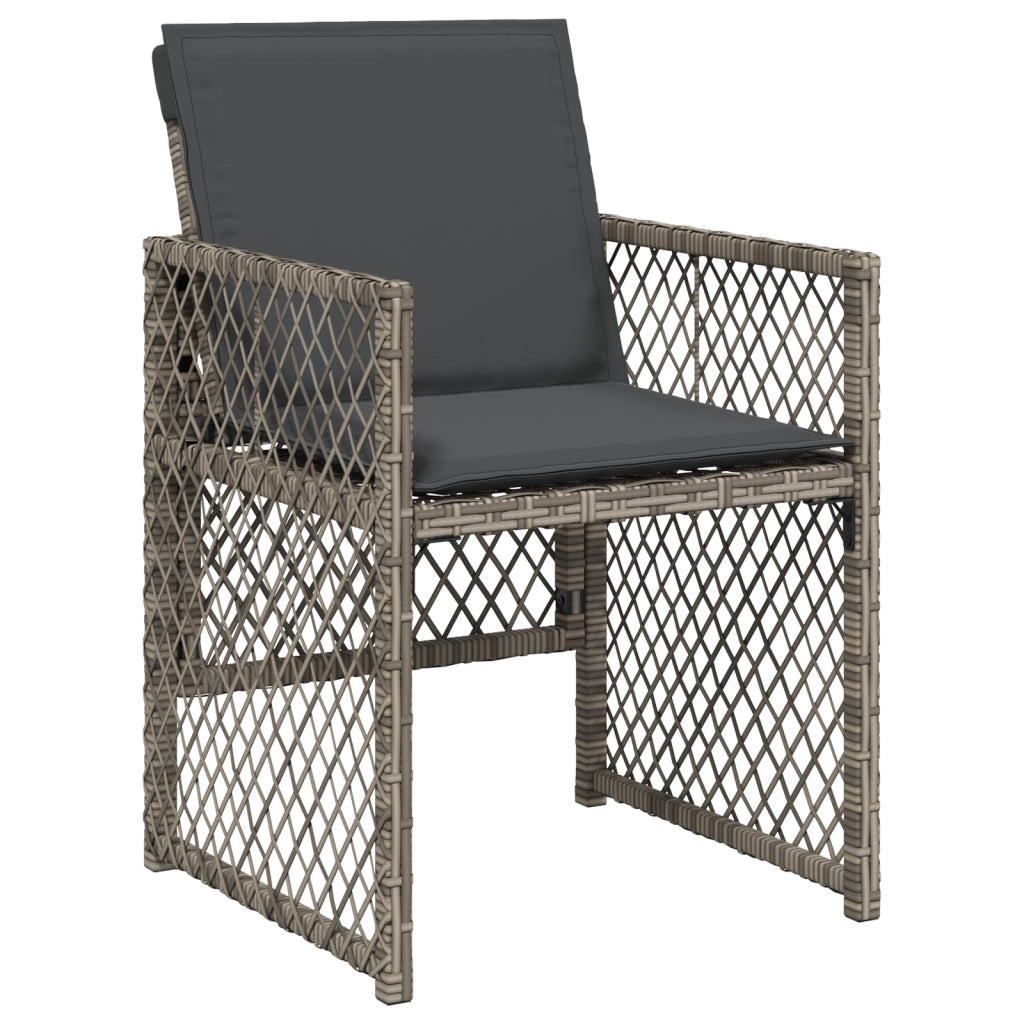 Set pranzo giardino  5 Pezzi con Cuscini Grigio Rattan Sintetico