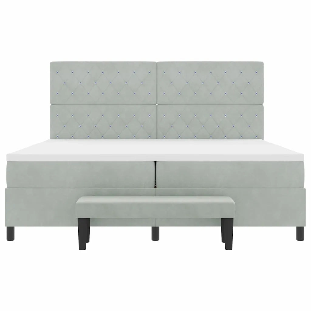Letto a molle con materasso Grigio chiaro 200 x 200 cm Velluto 3344468