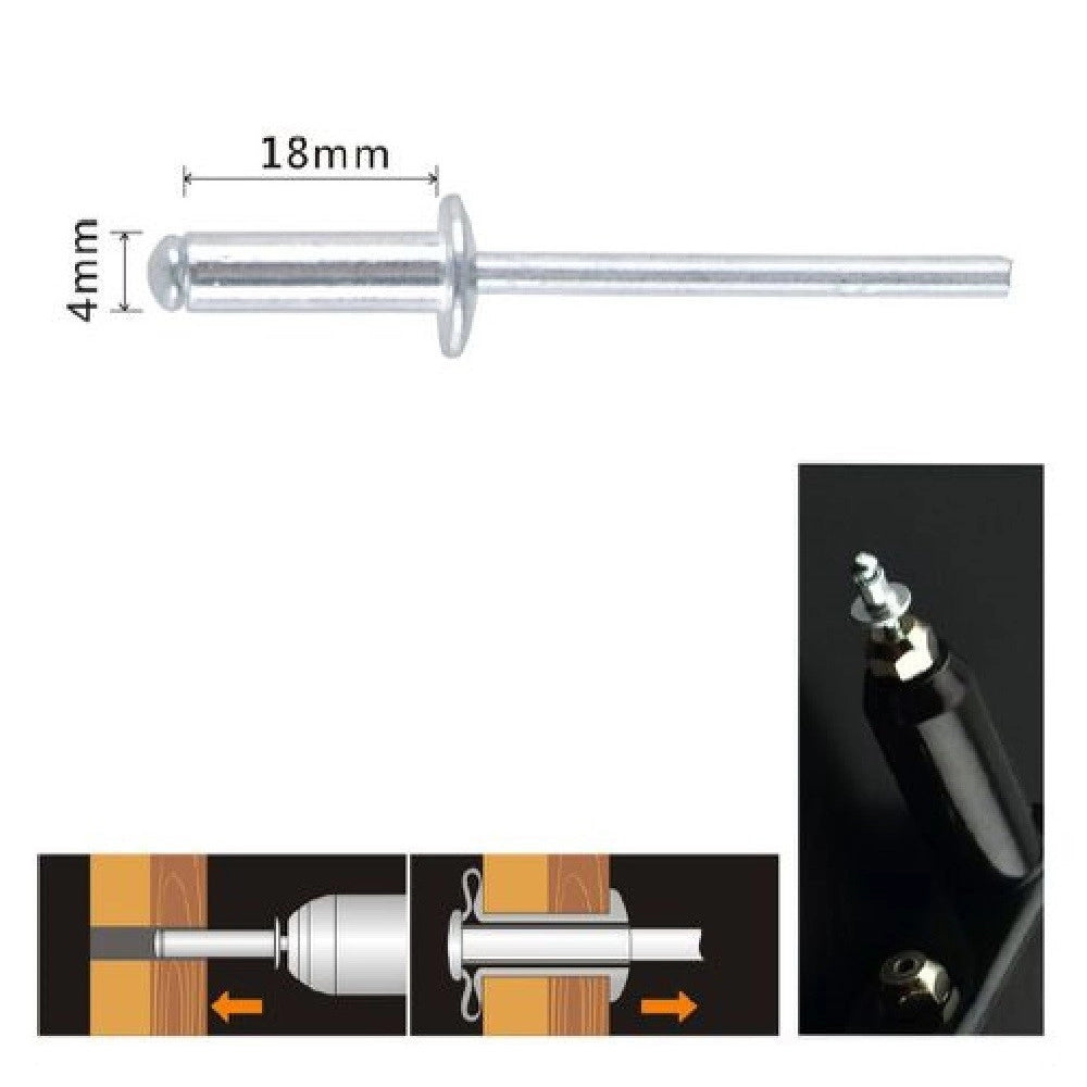 Trade Shop - Set 16pz Rivetti Rivetto 4x18 Mm Accessori Bricolage Ferramenta Fai Da Te 90819 -