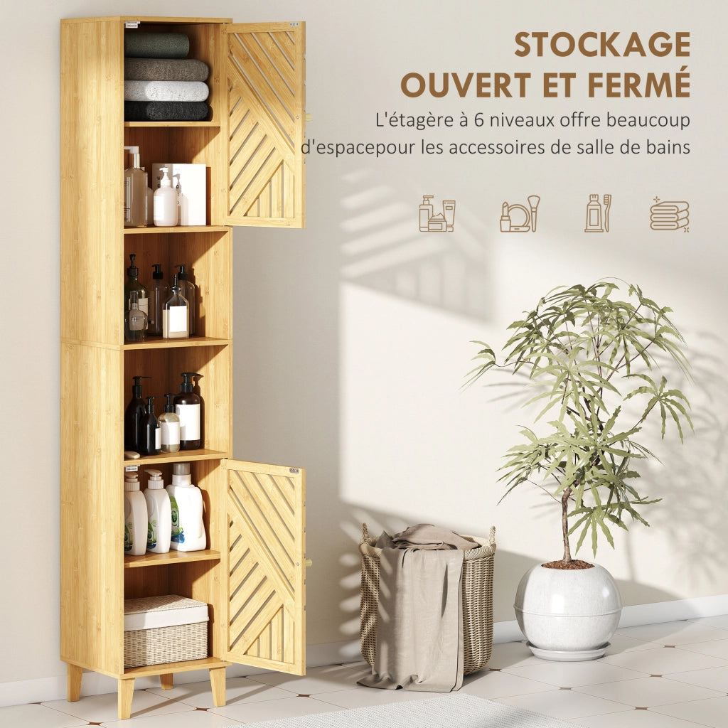 Armadio da bagno colonna ¨C zephmum ¨C legno naturale 32x30x170cm