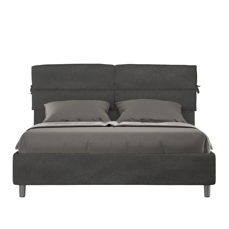 Letto imbottito Matrimoniale 160x190 cm Nandy - Contenitore,Microfibra,Grigio
