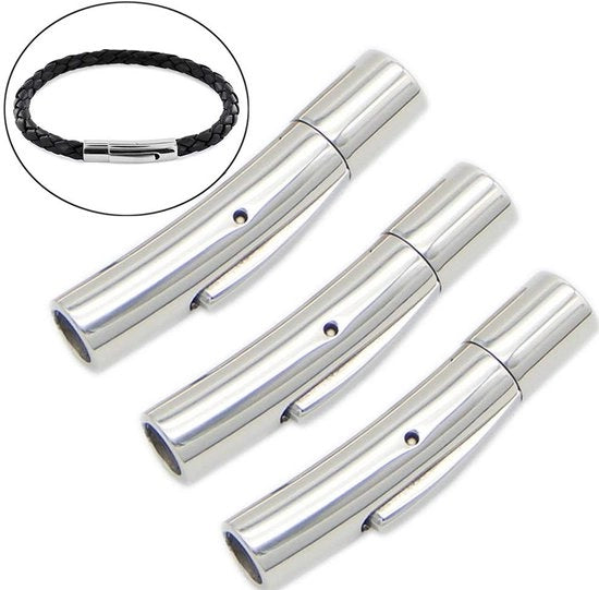Chiusura a sbalzo in acciaio inossidabile - Chiusura magnetica - Cinturino in pelle - Pulsante - Snap Bevestigingen a pressione - Leggero 26x4mm - Chiusure per gioielli