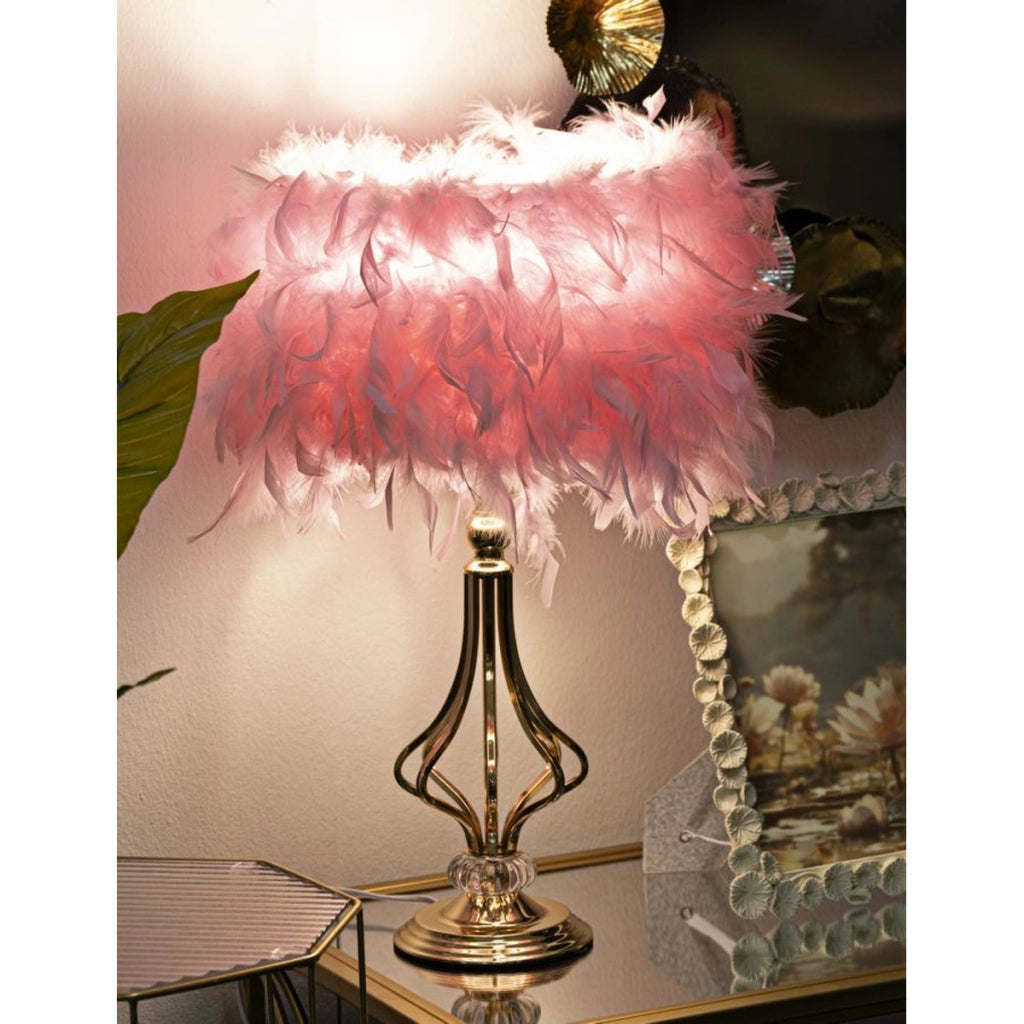 Lampada da Tavolo Piume 6, Rosa, Metallo, 25x25x54 cm