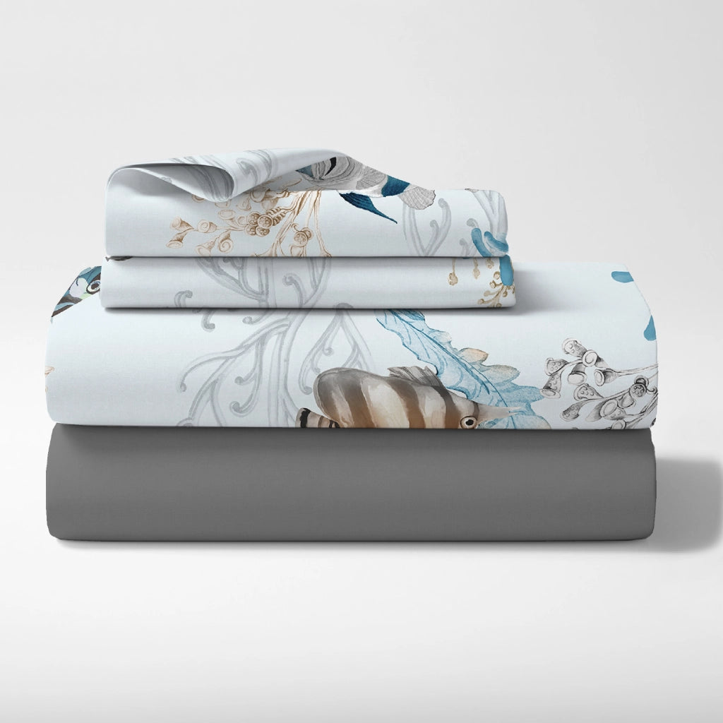 Completo Letto Lenzuola 100% Cotone Set Lenzuolo Moderno Sotto Sopra Federe Due Stampe In Altissima Definizione Dis8Dreams - Matrimoniale