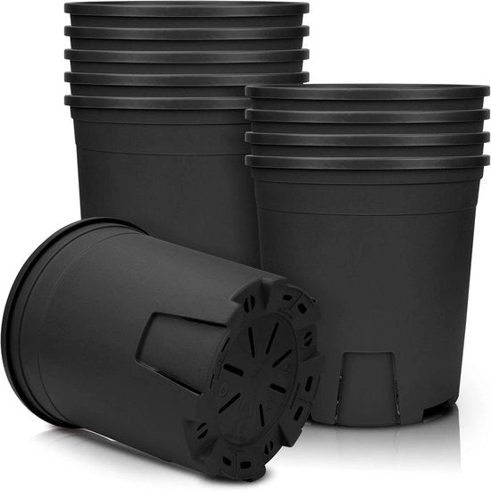 Set di vasi per piante in plastica con controllo radice per serra e semi, vaso decorativo per interni ed esterni - pacchetto da 10 pezzi, 142 cm, nero