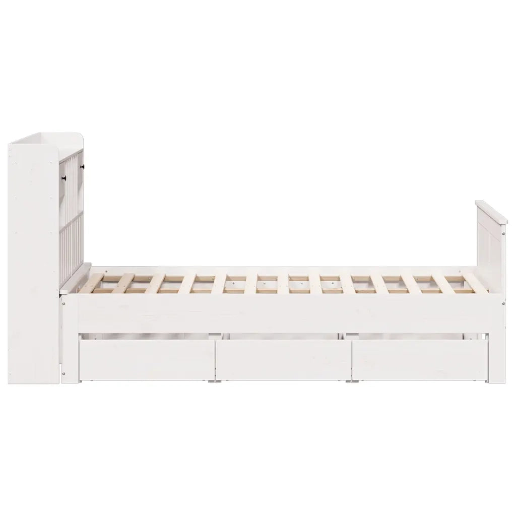 Letto Libreria senza Materasso Bianco 135x190 cm Legno di Pino 3308937
