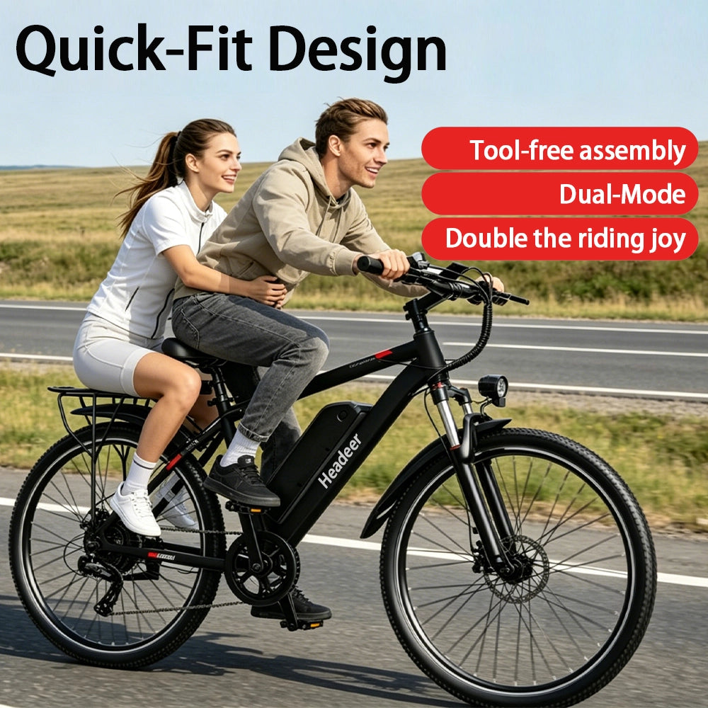 Bicicletta elettrica da 26 pollici,250 W nominali,750 W di picco con batteria rimovibile da 48V,5 velocit¨¤ di assistenza e 7 velocit¨¤ di cambio,doppi freni a disco