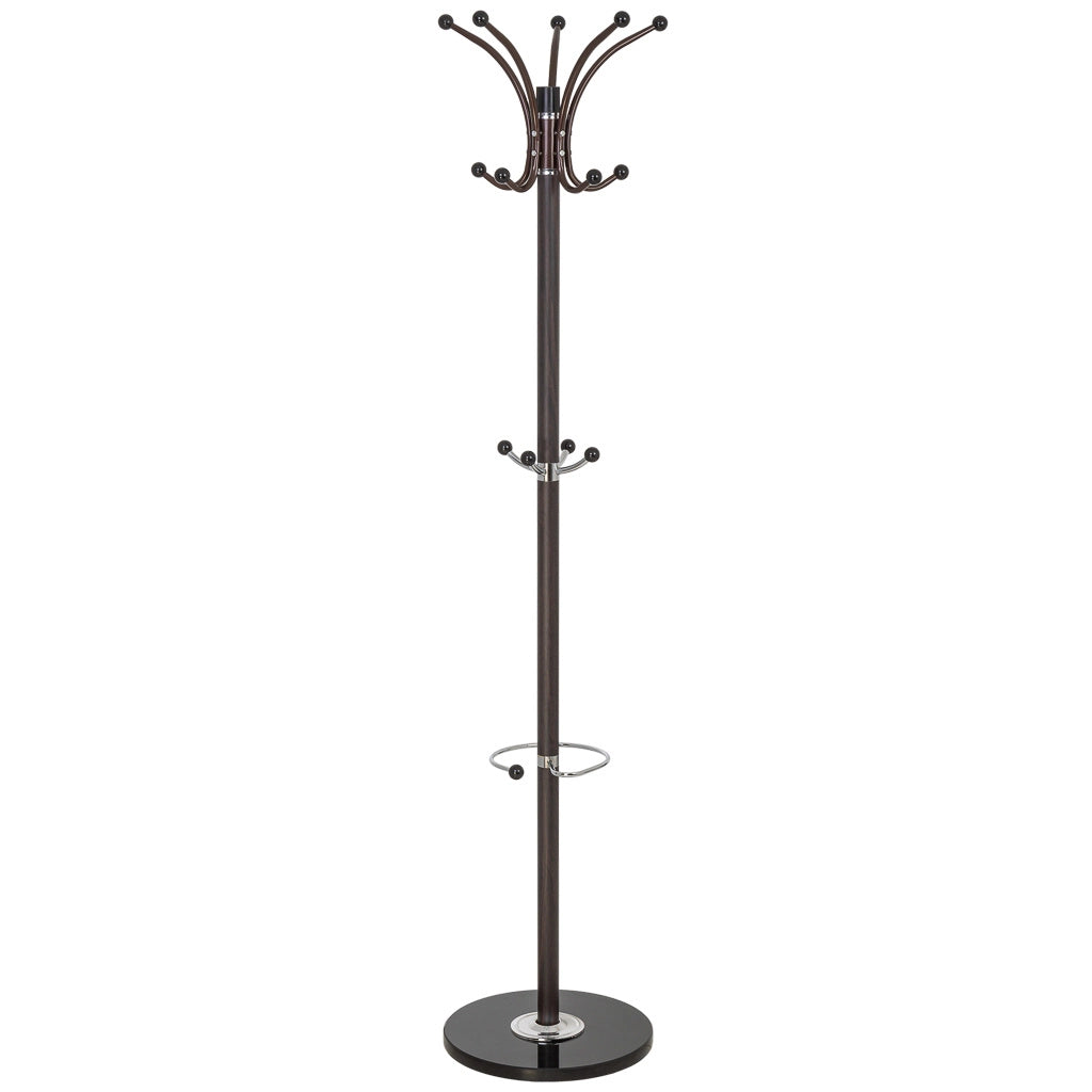 Perchero de metal marron con paraguero y 5 ganchos D36x178h cm