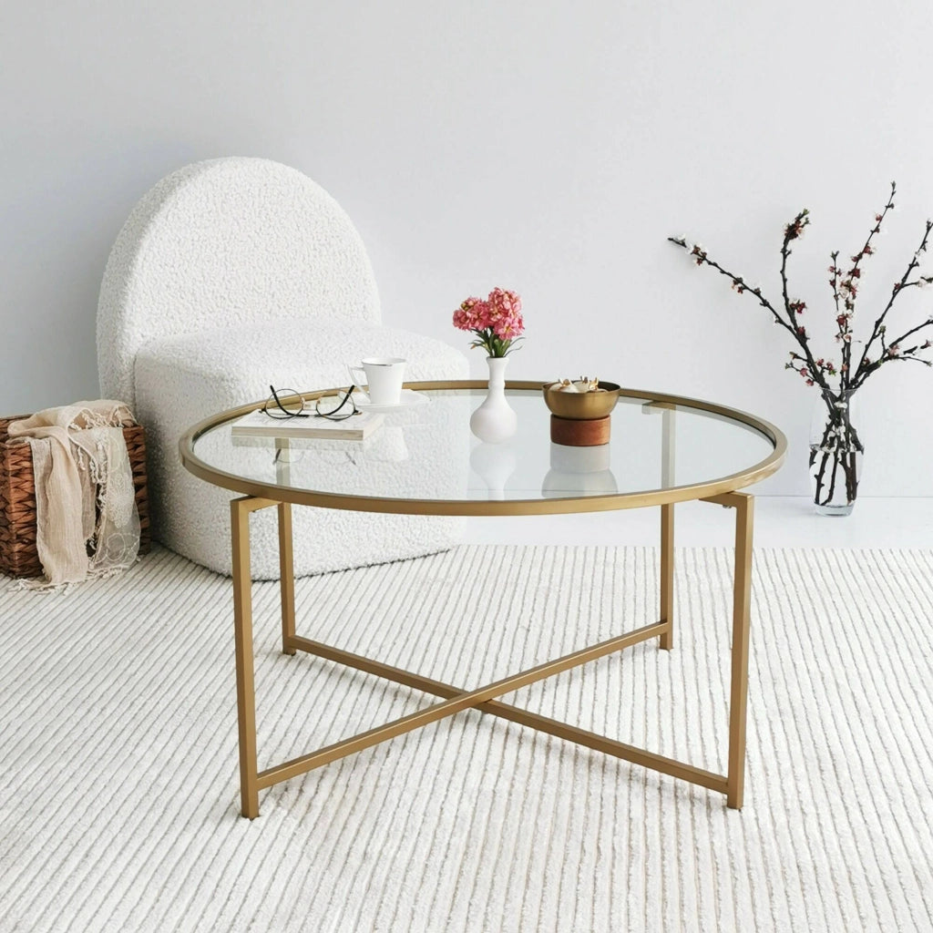 Ecaterina, Tavolino da Salotto Cassetti, 83x83x40h cm oro