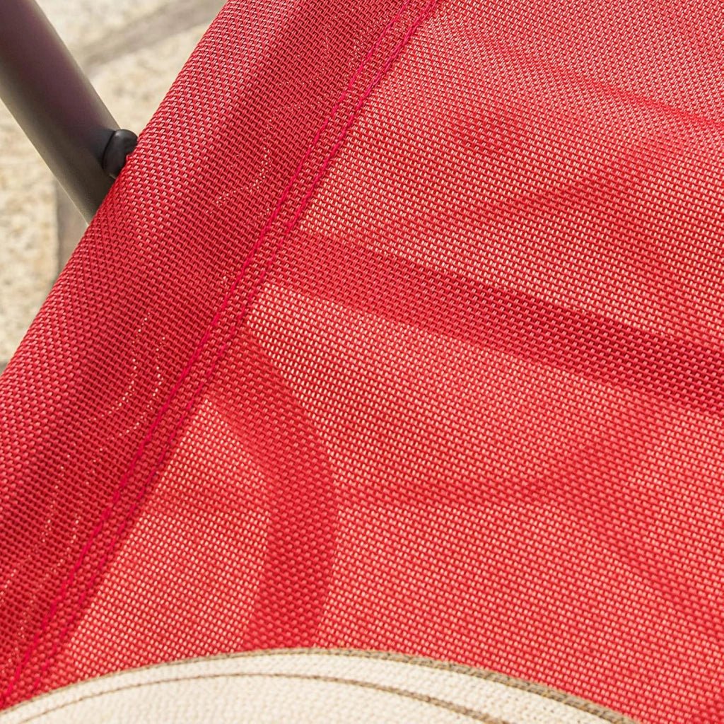 Dondolo da Giardino Sedia a Dondolo da Esterno Lettino Prendisole con Tasca Laterale Poltrona da Giardino Sdraio per Patio Balcone Campeggio Spiaggia Rosso 143x57x85 cm OGS47-R